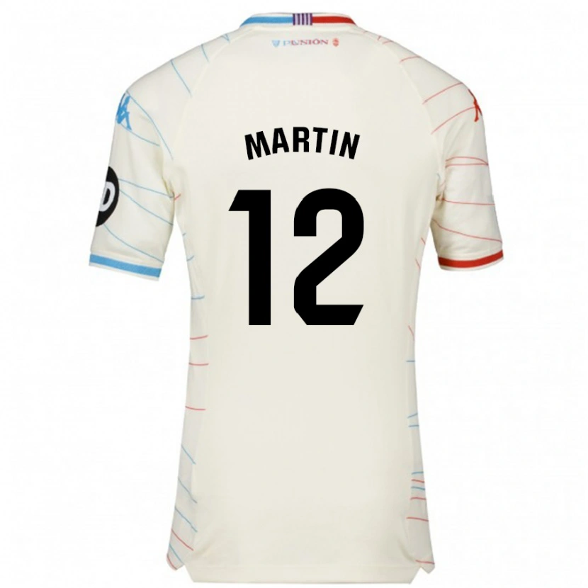 Danxen Niño Camiseta Mario Martín #12 Blanco Rojo Azul 2ª Equipación 2024/25 La Camisa