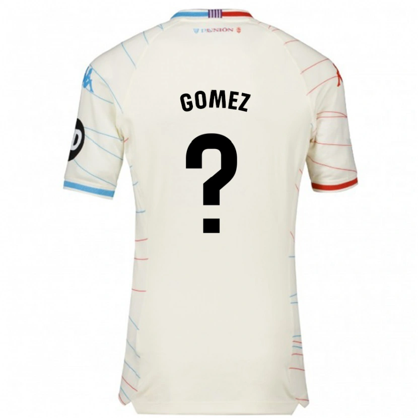 Danxen Niño Camiseta Adrián Gómez #0 Blanco Rojo Azul 2ª Equipación 2024/25 La Camisa