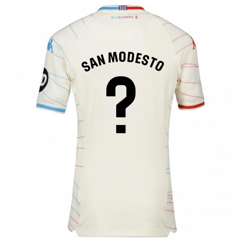 Danxen Niño Camiseta Hugo San Modesto #0 Blanco Rojo Azul 2ª Equipación 2024/25 La Camisa