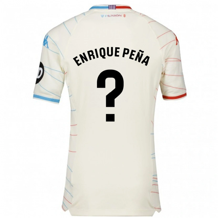 Danxen Niño Camiseta Enrique Peña #0 Blanco Rojo Azul 2ª Equipación 2024/25 La Camisa