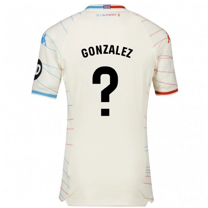 Danxen Niño Camiseta Santi González #0 Blanco Rojo Azul 2ª Equipación 2024/25 La Camisa