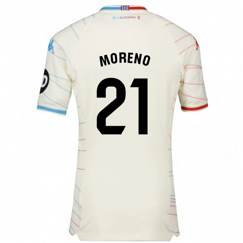 Danxen Niño Camiseta Xavi Moreno #21 Blanco Rojo Azul 2ª Equipación 2024/25 La Camisa