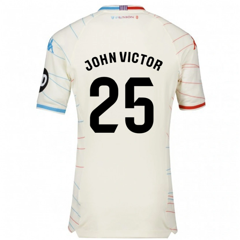 Danxen Niño Camiseta John Victor #25 Blanco Rojo Azul 2ª Equipación 2024/25 La Camisa