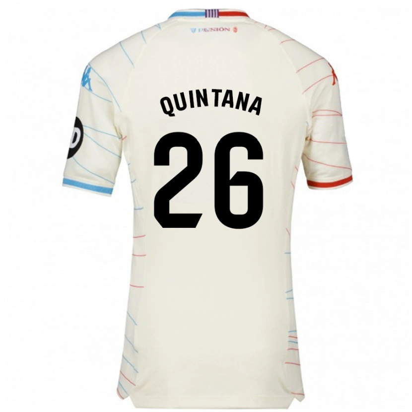 Danxen Niño Camiseta Alberto Quintana #26 Blanco Rojo Azul 2ª Equipación 2024/25 La Camisa