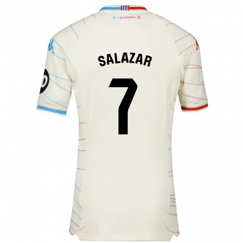 Danxen Niño Camiseta Israel Salazar #7 Blanco Rojo Azul 2ª Equipación 2024/25 La Camisa