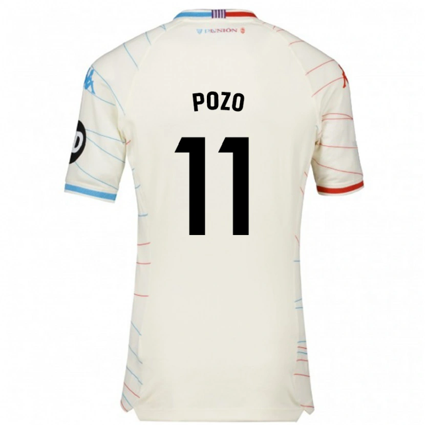 Danxen Niño Camiseta Manuel Pozo #11 Blanco Rojo Azul 2ª Equipación 2024/25 La Camisa