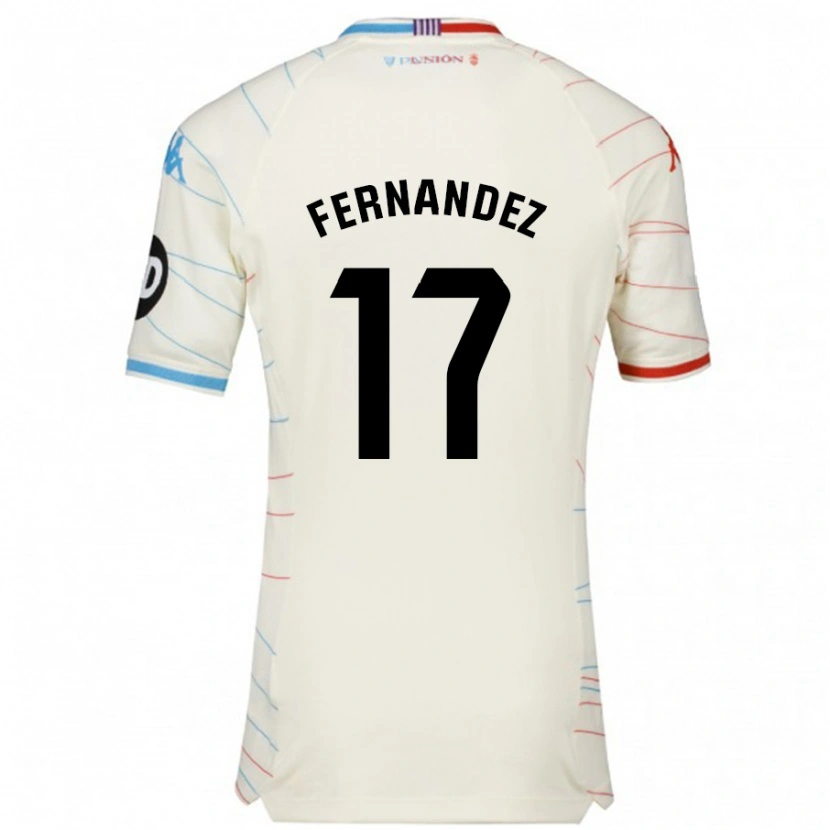 Danxen Niño Camiseta Dani Fernández #17 Blanco Rojo Azul 2ª Equipación 2024/25 La Camisa