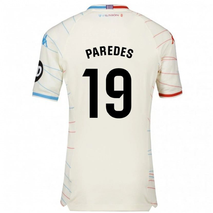 Danxen Niño Camiseta Yago Paredes #19 Blanco Rojo Azul 2ª Equipación 2024/25 La Camisa