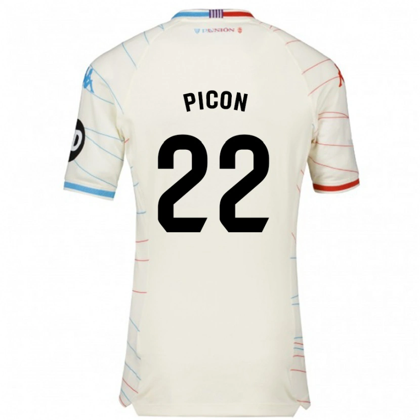 Danxen Niño Camiseta Pablo Picón #22 Blanco Rojo Azul 2ª Equipación 2024/25 La Camisa