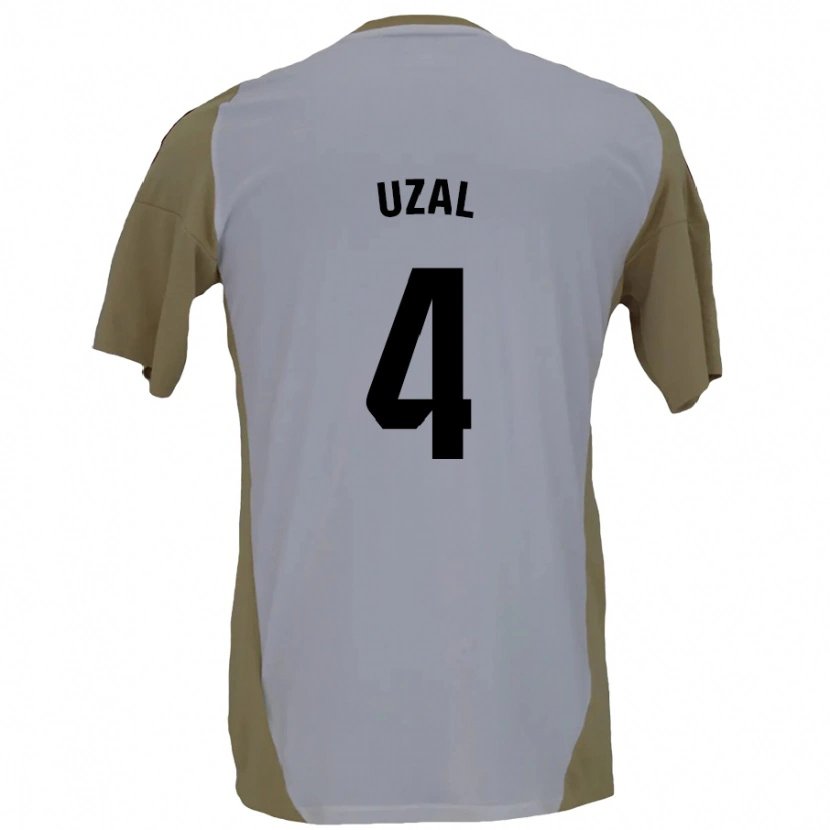 Danxen Niño Camiseta Yeray Uzal #4 Marrón Blanco 2ª Equipación 2024/25 La Camisa