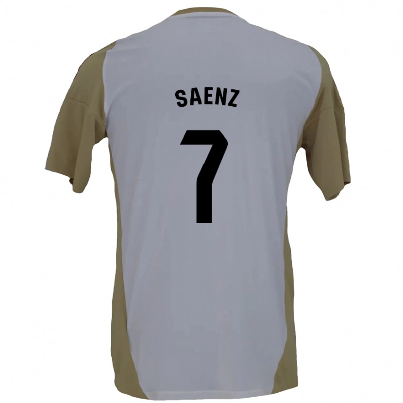 Danxen Niño Camiseta Raúl Sáenz #7 Marrón Blanco 2ª Equipación 2024/25 La Camisa