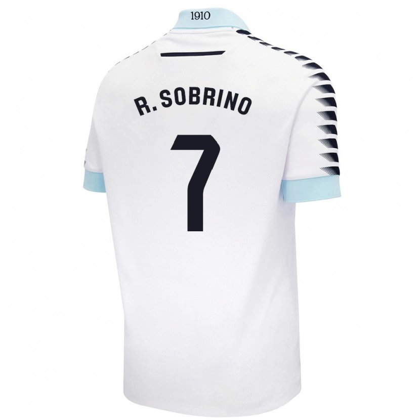 Danxen Niño Camiseta Rubén Sobrino #7 Blanco Azul 2ª Equipación 2024/25 La Camisa