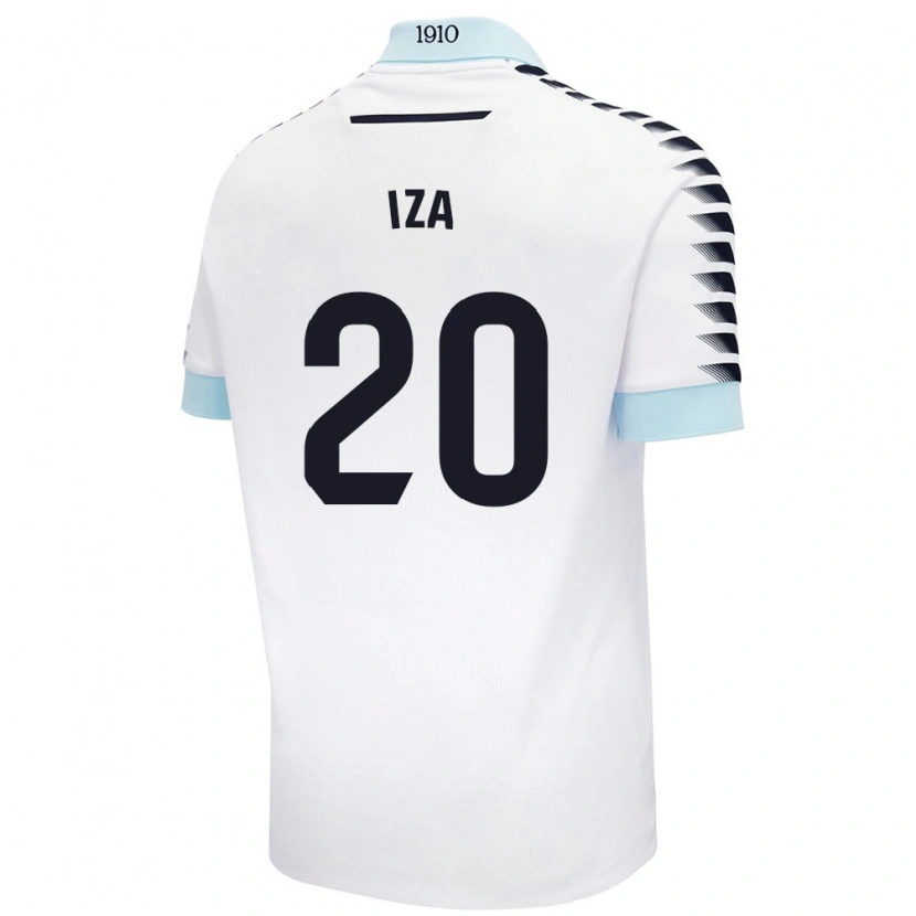 Danxen Niño Camiseta Iza Carcelén #20 Blanco Azul 2ª Equipación 2024/25 La Camisa