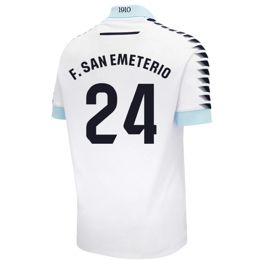 Danxen Niño Camiseta Fede San Emeterio #24 Blanco Azul 2ª Equipación 2024/25 La Camisa