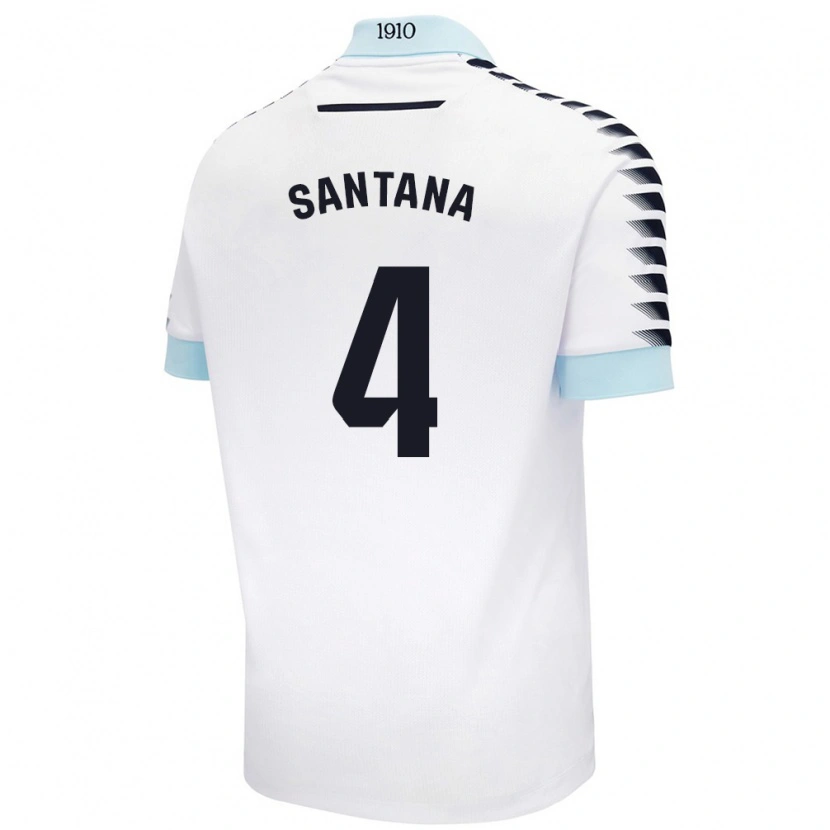 Danxen Niño Camiseta María Del Carmen Santana Vázquez #4 Blanco Azul 2ª Equipación 2024/25 La Camisa