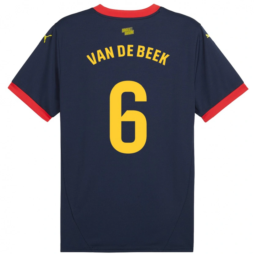 Danxen Niño Camiseta Donny Van De Beek #6 Azul Marino Rojo 2ª Equipación 2024/25 La Camisa