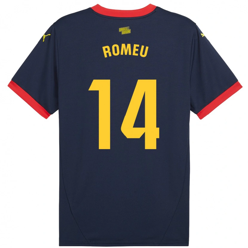 Danxen Niño Camiseta Oriol Romeu #14 Azul Marino Rojo 2ª Equipación 2024/25 La Camisa