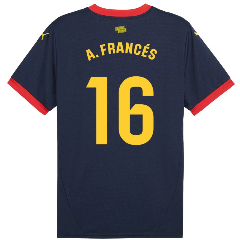 Danxen Niño Camiseta Alejandro Francés #16 Azul Marino Rojo 2ª Equipación 2024/25 La Camisa