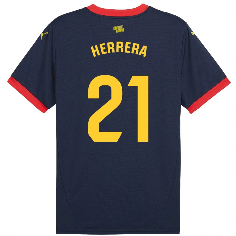 Danxen Niño Camiseta Yangel Herrera #21 Azul Marino Rojo 2ª Equipación 2024/25 La Camisa