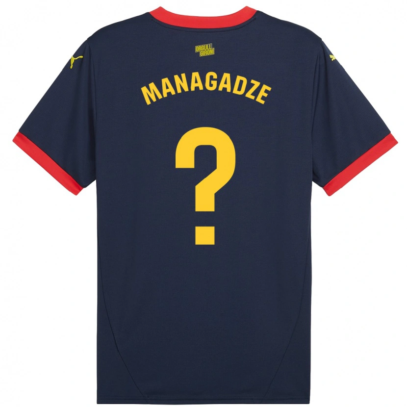 Danxen Niño Camiseta Luka Managadze #0 Azul Marino Rojo 2ª Equipación 2024/25 La Camisa