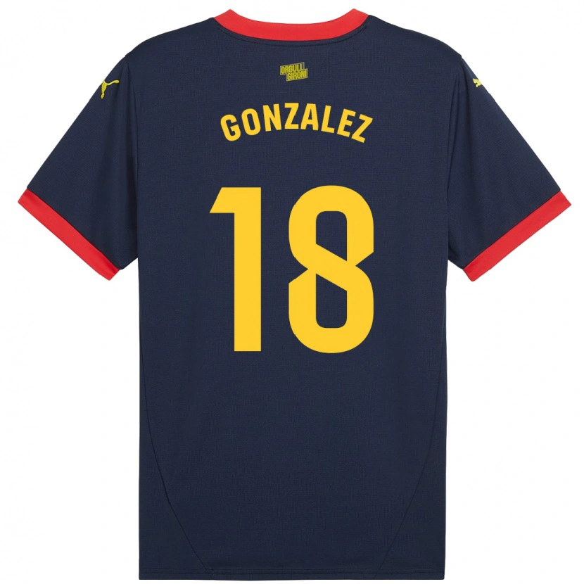 Danxen Niño Camiseta Gerard González #18 Azul Marino Rojo 2ª Equipación 2024/25 La Camisa