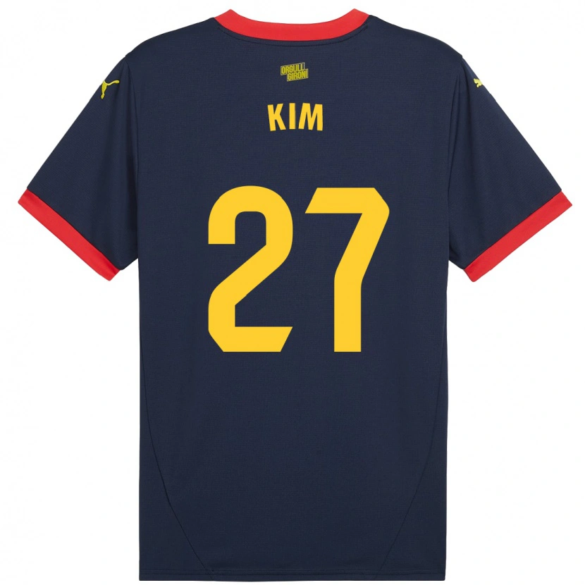 Danxen Niño Camiseta Min-Su Kim #27 Azul Marino Rojo 2ª Equipación 2024/25 La Camisa