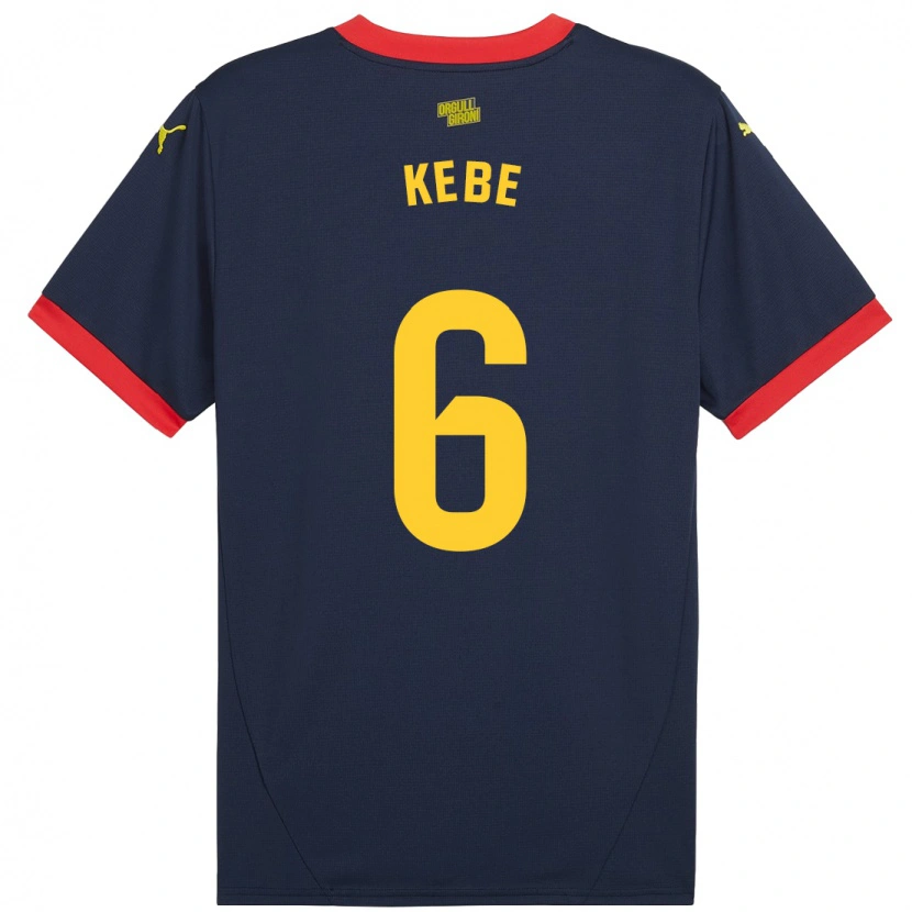 Danxen Niño Camiseta Ibrahima Kébé #6 Azul Marino Rojo 2ª Equipación 2024/25 La Camisa