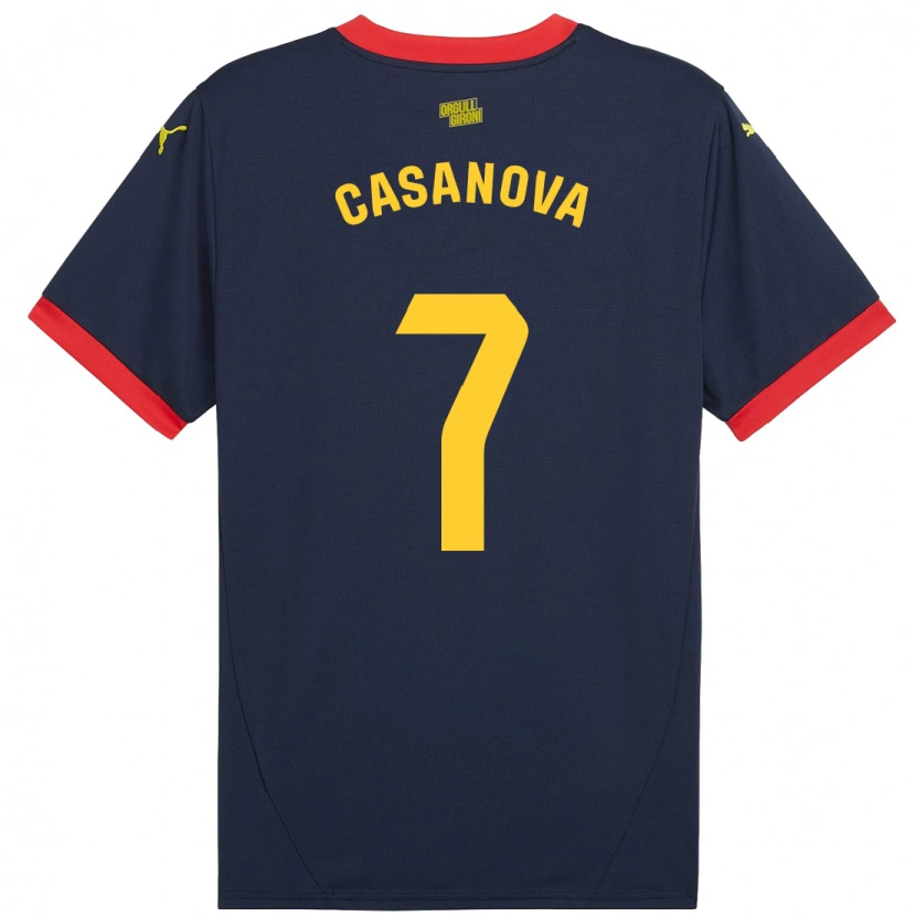 Danxen Niño Camiseta Àstrid Casanova #7 Azul Marino Rojo 2ª Equipación 2024/25 La Camisa