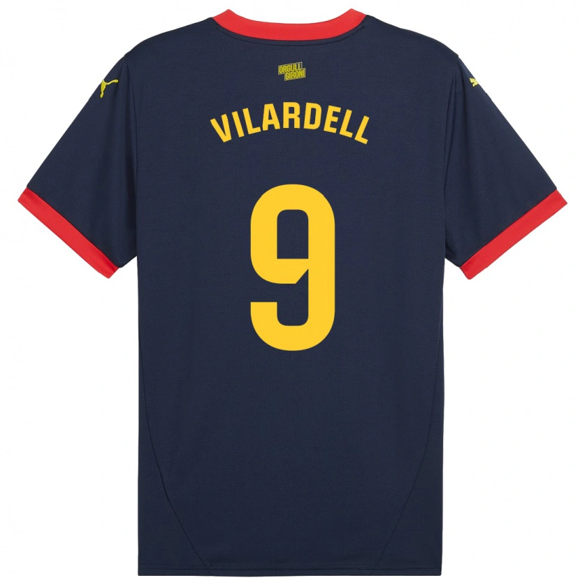 Danxen Niño Camiseta Júlia Vilardell #9 Azul Marino Rojo 2ª Equipación 2024/25 La Camisa