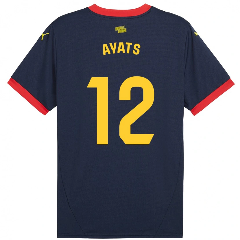 Danxen Niño Camiseta Mònica Ayats #12 Azul Marino Rojo 2ª Equipación 2024/25 La Camisa