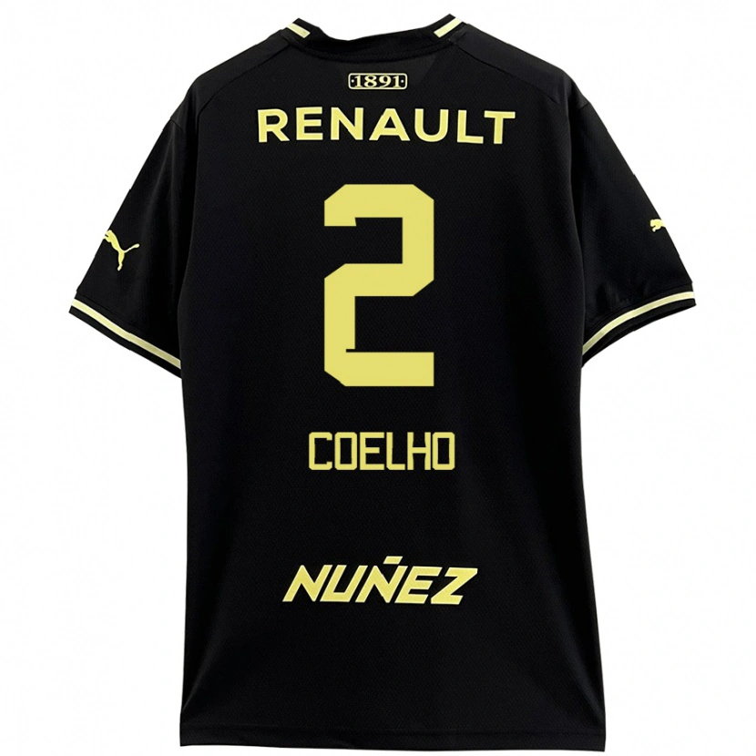 Danxen Niño Camiseta Léo Coelho #2 Negro Amarillo 2ª Equipación 2024/25 La Camisa