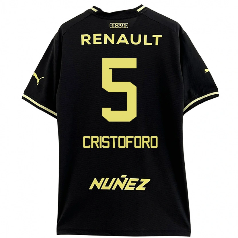 Danxen Niño Camiseta Sebastián Cristóforo #5 Negro Amarillo 2ª Equipación 2024/25 La Camisa