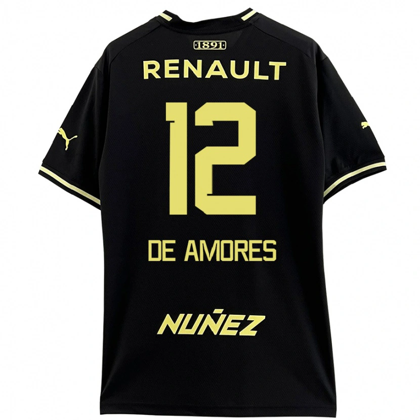 Danxen Niño Camiseta Guillermo De Amores #12 Negro Amarillo 2ª Equipación 2024/25 La Camisa