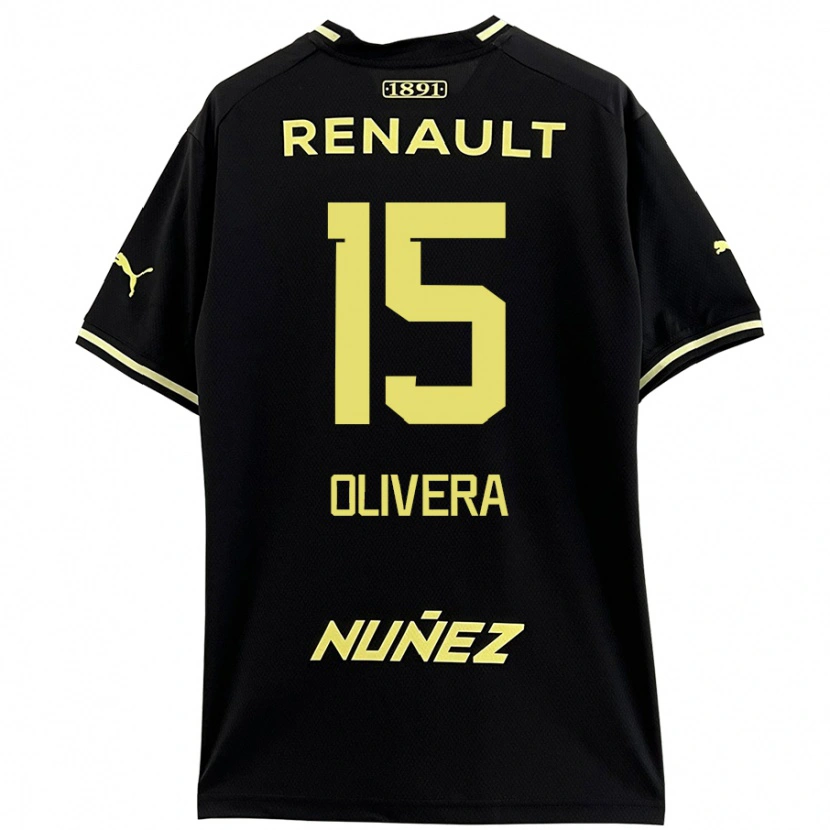 Danxen Niño Camiseta Maximiliano Olivera #15 Negro Amarillo 2ª Equipación 2024/25 La Camisa