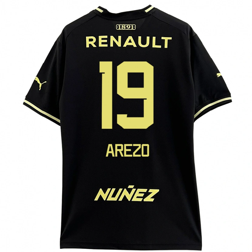 Danxen Niño Camiseta Matías Arezo #19 Negro Amarillo 2ª Equipación 2024/25 La Camisa