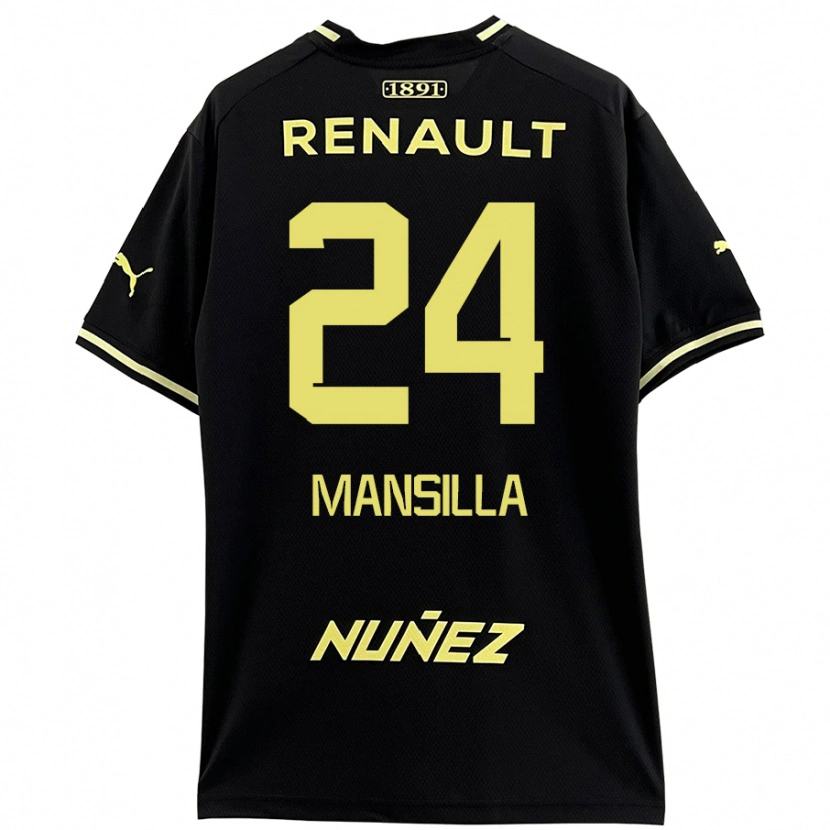 Danxen Niño Camiseta Brian Mansilla #24 Negro Amarillo 2ª Equipación 2024/25 La Camisa