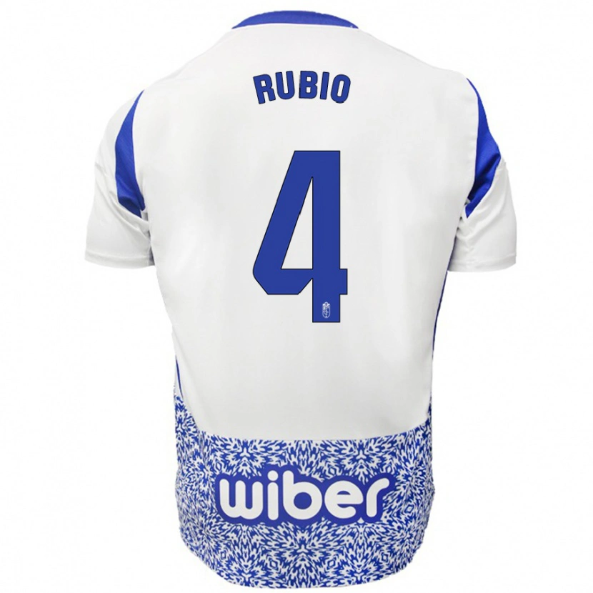 Danxen Niño Camiseta Miguel Rubio #4 Blanco Azul 2ª Equipación 2024/25 La Camisa