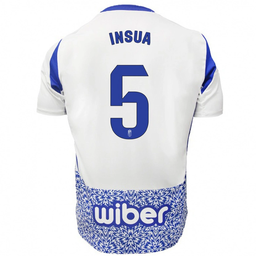 Danxen Niño Camiseta Pablo Insua #5 Blanco Azul 2ª Equipación 2024/25 La Camisa