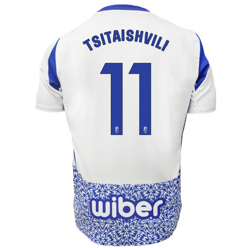 Danxen Niño Camiseta Georgiy Tsitaishvili #11 Blanco Azul 2ª Equipación 2024/25 La Camisa