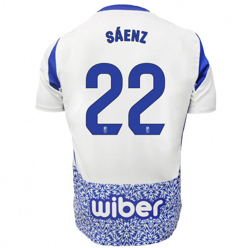 Danxen Niño Camiseta Pablo Sáenz #22 Blanco Azul 2ª Equipación 2024/25 La Camisa