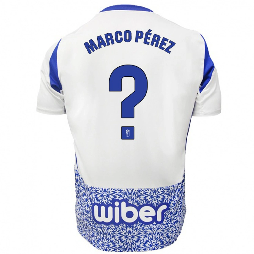 Danxen Niño Camiseta Marco Pérez #0 Blanco Azul 2ª Equipación 2024/25 La Camisa