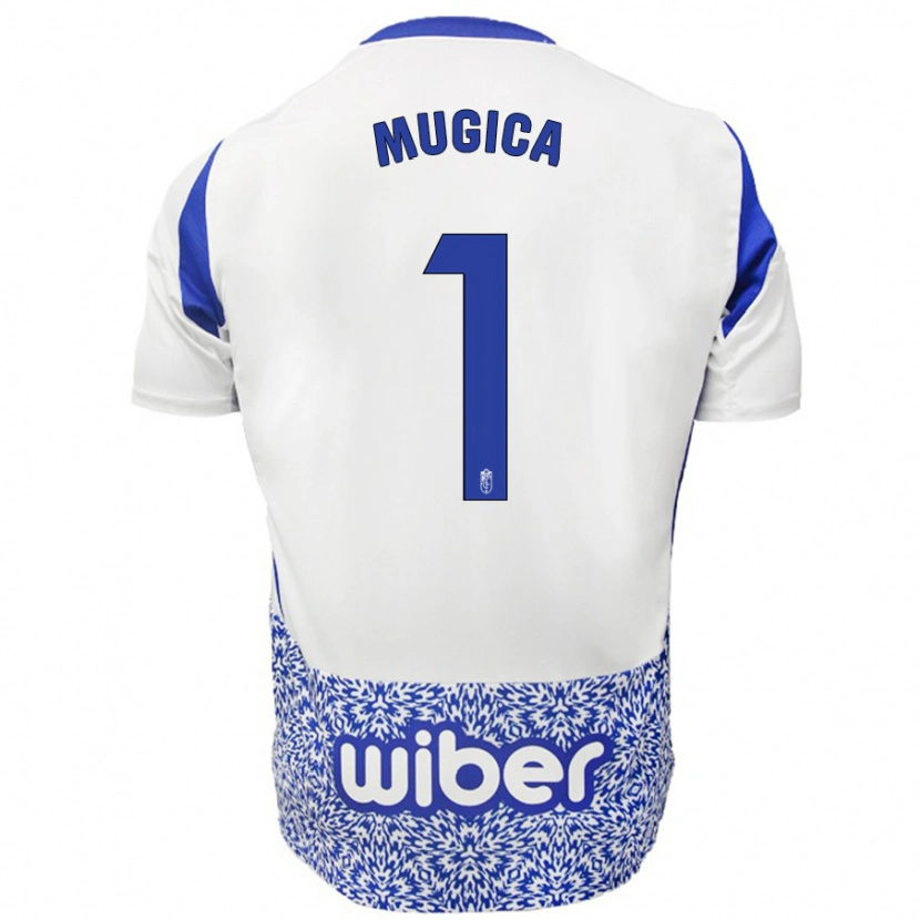 Danxen Niño Camiseta Juan Múgica #1 Blanco Azul 2ª Equipación 2024/25 La Camisa