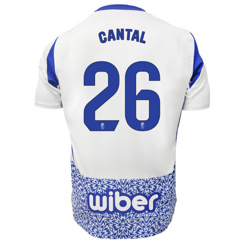 Danxen Niño Camiseta Paco Cantal #26 Blanco Azul 2ª Equipación 2024/25 La Camisa