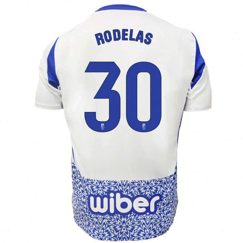 Danxen Niño Camiseta Sergio Rodelas #30 Blanco Azul 2ª Equipación 2024/25 La Camisa