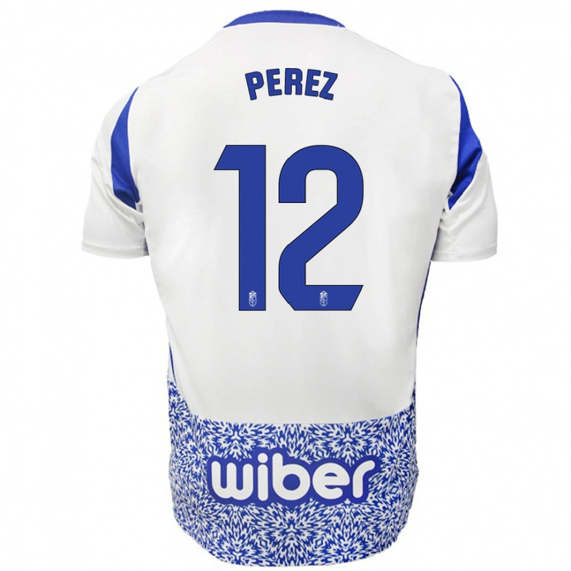 Danxen Niño Camiseta Alba Pérez #12 Blanco Azul 2ª Equipación 2024/25 La Camisa