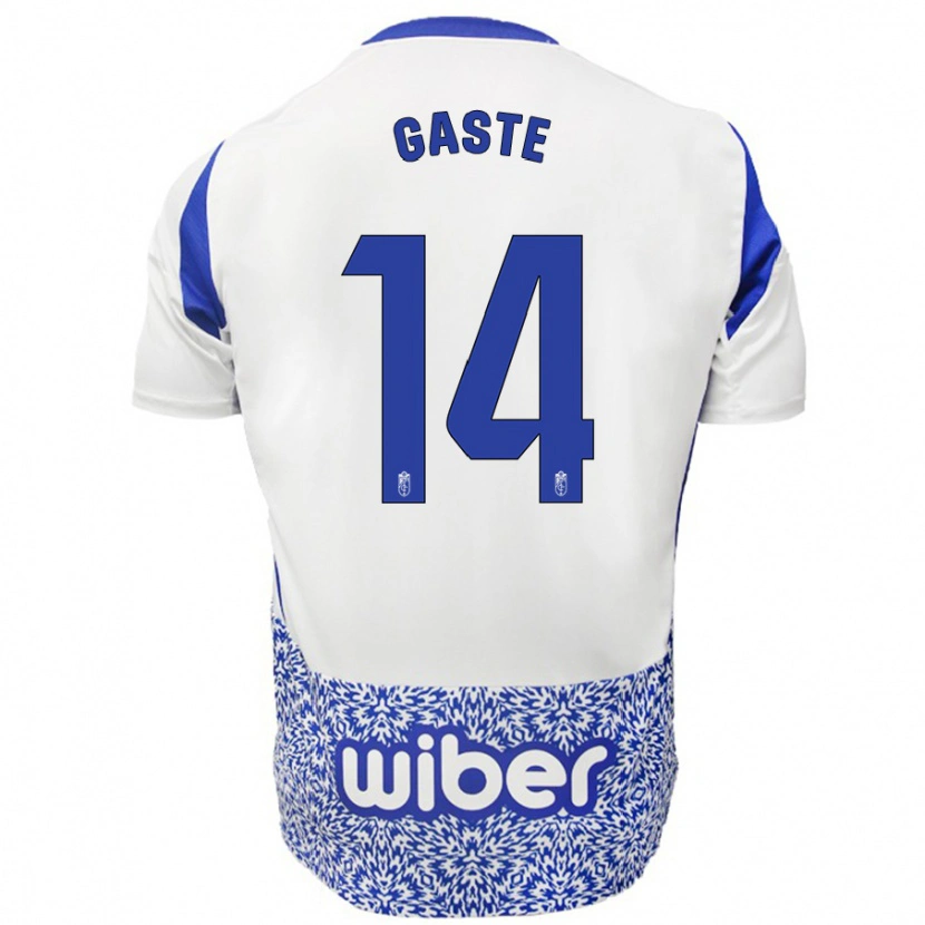 Danxen Niño Camiseta Gaste #14 Blanco Azul 2ª Equipación 2024/25 La Camisa