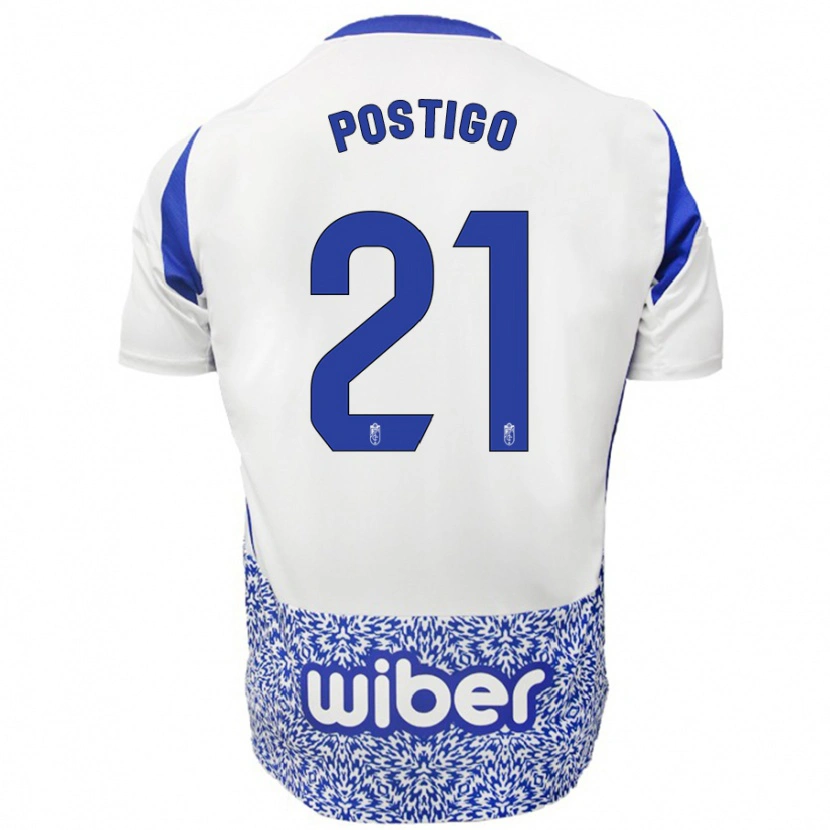 Danxen Niño Camiseta Postigo #21 Blanco Azul 2ª Equipación 2024/25 La Camisa