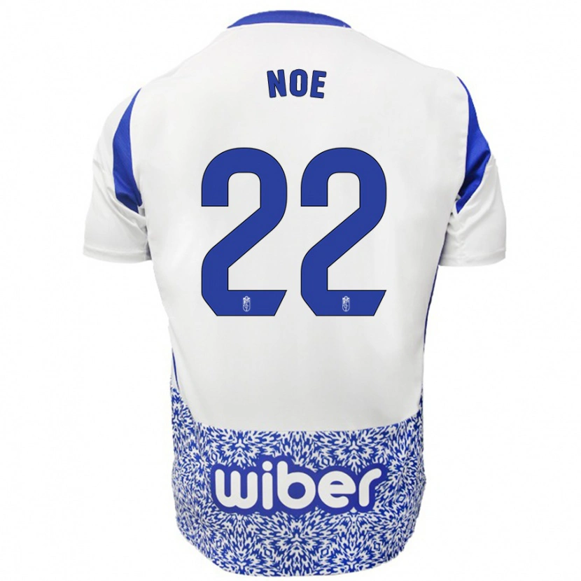 Danxen Niño Camiseta Noe #22 Blanco Azul 2ª Equipación 2024/25 La Camisa