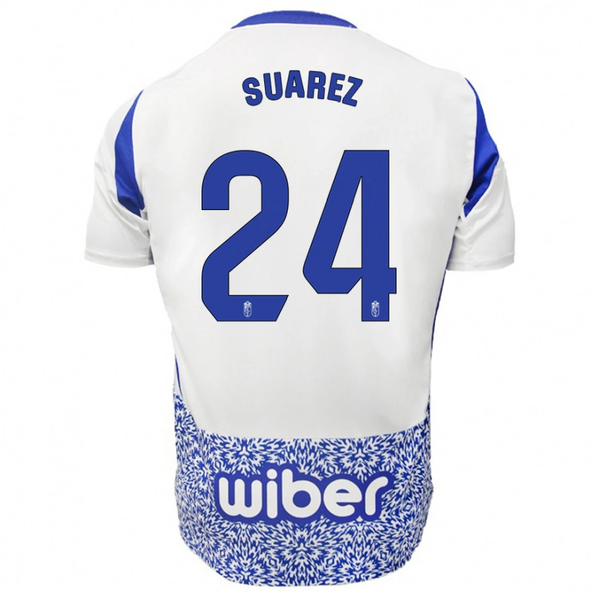 Danxen Niño Camiseta Carlota Suárez #24 Blanco Azul 2ª Equipación 2024/25 La Camisa