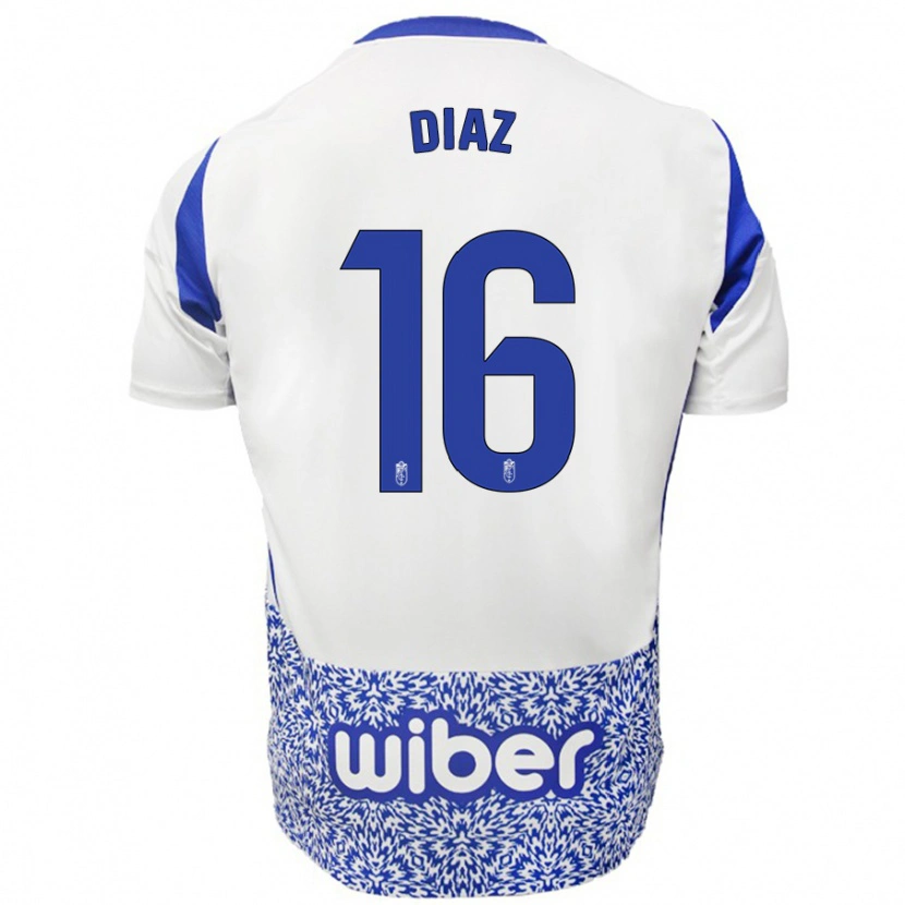 Danxen Niño Camiseta Víctor Díaz #16 Blanco Azul 2ª Equipación 2024/25 La Camisa